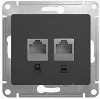 Розетка компьютерная без рамки Systeme Electric Glossa 2-м. RJ45+RJ45 5e антрацит  картинка